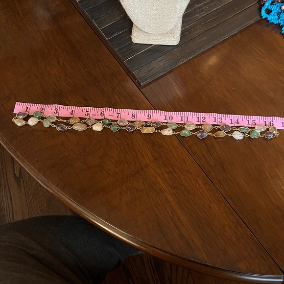 Vintage natural stone and goldtone necklace with closure, 32” - Picture 3 of 6